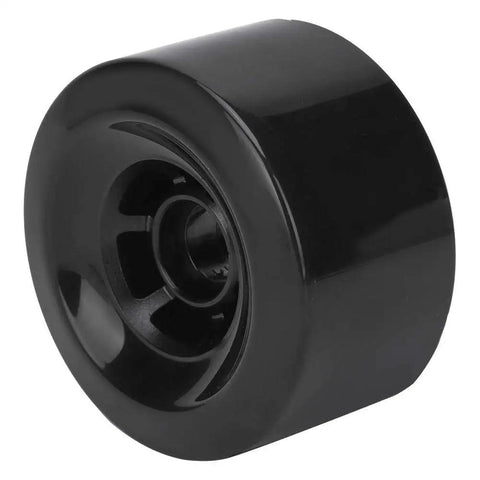 Black PU 80A Shockproof Electric Scooter Tire for Skateboards and Longboards, shown in close-up from side angle.