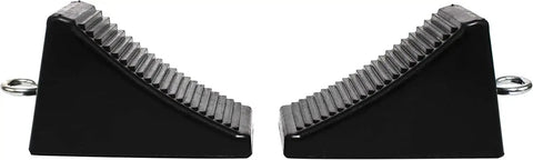 Beefy Heavy Duty Rubber Wheel Chocks With Eyebolt For Trailers RVs And Trucks Two Pack Built To Last In Extreme Heat Or Cold