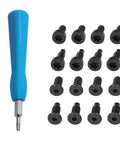 Security Screws And Screwdriver Kit For Ring Doorbell 2 And Ring Doorbell Pro, 16-Piece Set With Double End Bit, Durable Steel Hardware in black and blue.