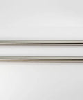 36-Inch Dope Modern Stainless Steel Door Handles In Brushed Nickel Finish With Solid Mounting Standoffs For Interior And Exterior Doors Push-Pull Door Bar For Commercial Or Barn Doors Round Shape, two-sided view