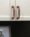 Antique Copper Cabinet Pulls Six Pack With 3 Inch Hole Centers Vintage Fluted Bar Drawer Handles Zinc Hardware On Kitchen Cabinets