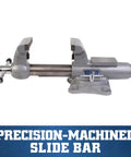 Rock Solid 6 Inch Heavy Duty Bench Vise Packing 9900 Lb Bite With Durable Steel Rails For Flawless Workshop Holding And Secure Pipe Work Ready Every Day showing precision-machined slide bar