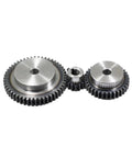 Premium Heavy Hitting 2 Piece 2.5 Modulus Spur Gear Motor Pinion Set featuring step keyway and shoulder design, hardened steel.