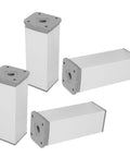 Four Pack Adjustable Furniture Legs For Bed And Coffee Table, White Aluminum Alloy Feet With Easy Mount, Go To Stability On Uneven Floors