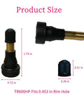 Heavy Duty High Pressure Tire Valve Stems 10 Pack Snap In Rubber Valves for 0.453 Inch Rim Holes with size details