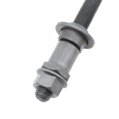 Close-up of a Black Beefy Three Eighths Inch Bike Rear Hub Axle 190mm Length Multi Speed Compatibility Durable Machined Steel Corrosion Resistant