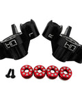 Beefy Aluminum Steering Blocks With HD Bearings AON21M01 for Arrma Kraton Outcast, including black carriers and red components.