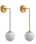 Brushed Gold Modern Wall Sconces Set Of Two With Milky White Hanging Globe Glass Shade Indoor Wall Lighting For Bedroom And Living Room Decor Premium Sconce Pair That Look Totally Chic