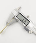 Gold Metal Lid Support Hinges Set Heavy Duty 2.68 by 0.31 Inch being measured for precision with a caliper