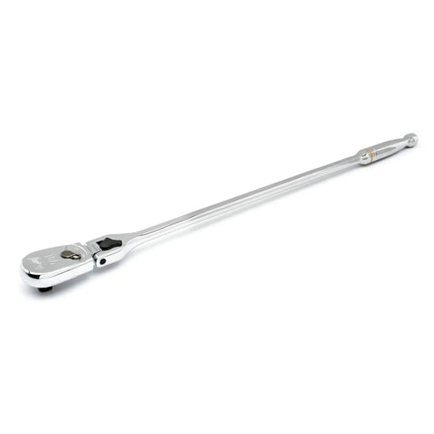 Automotive 90-Tooth Ratchet Wrench With Teardrop Low-Profile Head And Locking Flex Head, Nine-Position Adjustable, tool on white