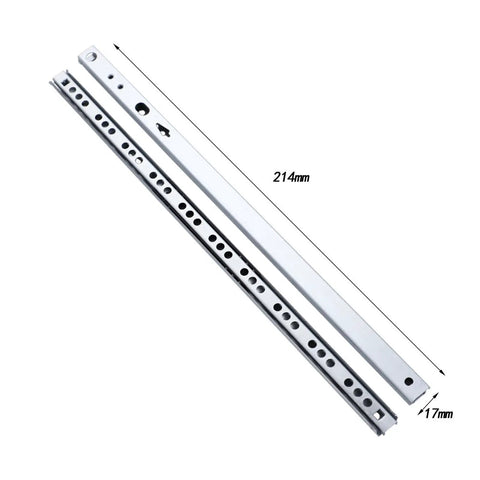 Two Way Full Extension Drawer Slides With 17mm Metal Rails And Ball Bearings, No Tool Needed Quick Install, 214mm Length