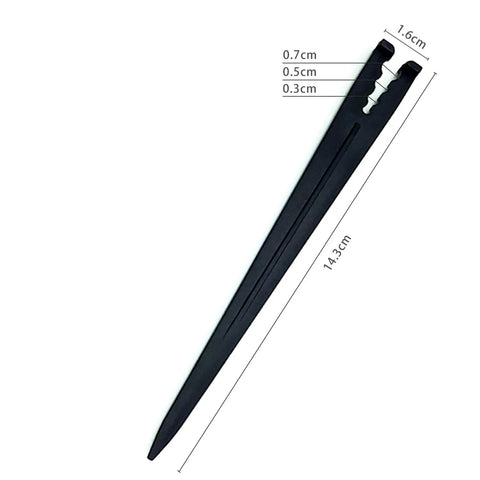 Single plastic irrigation stake with measurements, part of 50 Pack Irrigation Stakes For Quarter Inch Drip Tubing Keeps Drip Lines Off Ground Prevents Clogs Easy Install For 4mm And 7mm Hose Secures Tubing In Place And Lets You Move And Reconfigure Your Drip System On The Fly.