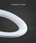 Slick Soft Close Oval Toilet Seat With Quick Release Hinges And Non Slip Base For Quiet Bathroom Upgrades Easy Wipe Down and Zero Slamming Nonsense, close-up of ergonomic oval design.