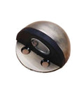 Heavy Duty Magnetic Dual Door Stopper With Nail Free Wall And Floor Mount Catch Bumper In Green Bronze close-up view of round design.
