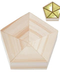 Solid Wood 3D Glass Soldering Jig With Traditional Pentagon Form For Stained Glass And Succulent Displays, top view of solid pine tray.