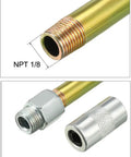 Beefed Up One Eighth Inch NPT Grease Fitting With Metal Extension Tube And Nozzle Zinc Plated For Hand Operated And Air Powered Grease Guns Fits