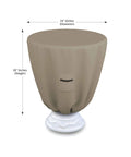 Winter Round Bird Bath Cover For Outdoor Use, 24 inch beige cover over a bird bath, waterproof UV resistant PVC polyester