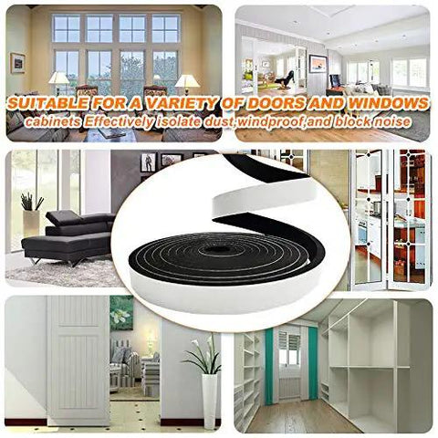 Heavy Duty Self Adhesive Weather Stripping Door Seal Strip For Windows And Pipes High Density Cr Foam Insulation Tape displayed in various home settings.
