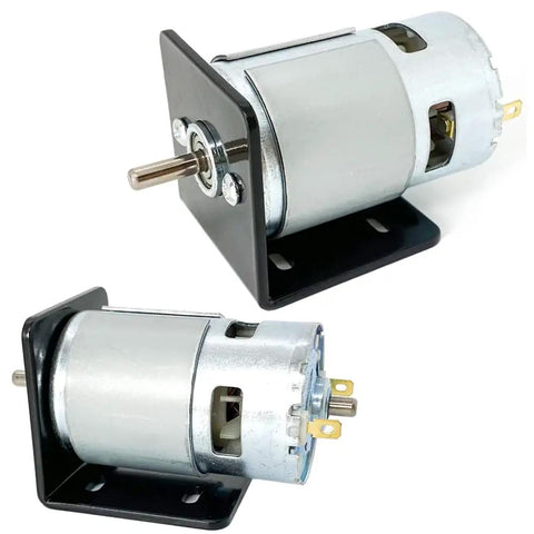 Beefy 12V To 24V DC Motor With 6000 To 12000 RPM Double Ball Bearing High Torque Low Noise With Bracket shown from two angles