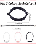 3 Pack Water Bottle Handle Straps Set in Pink White Black, Soft Silicone Sling Carriers with dimensions and sizes shown