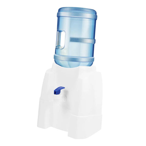 Portable Mini Cold Water Dispenser For Countertop Bottled Water Holder With Slip Design Easy To Clean Space Saving Great For Office And Home Use Grab And Go Compact Desk Side Water Solution showing blue bottle on white base