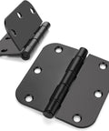Premium No Nonsense Matte Black Door Hinges 3.5 Inch 48 Pack showing removable pin design and rounded corners in close-up.
