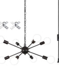 Eight Light Plug In Sputnik Pendant Chandelier With On Off Switch Dope Black Modern Ceiling Light 16 Feet Cord Easy Assembly