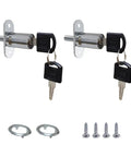 Push Plunger Lock 19mm x 40mm Cylinder Head Chrome Plated Zinc Alloy Keyed Different 2 Pack with keys and mounting screws