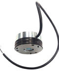 DC24V electromagnetic brake for forklift with silver metal housing, black mounting flange, and long attached cable