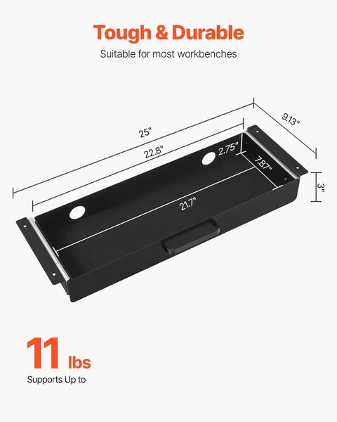 Heavy Duty Under Desk Drawer Slide Out Smooth Glide Hidden Counter Storage For Office And Home Sit Stand Workstation Slick Black Metal dimensions
