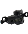 Heavy Duty Post Mount Dual Piston Mechanical Disc Brake Set With Rotors close-up of brake caliper with pads, sturdy design.
