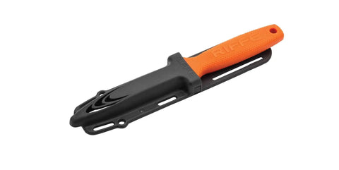 Every Dive Carry Spearfishing Knife 4.5 Inch Blade 420 Stainless Steel Teflon Coated with Orange Handle and Black Sheath
