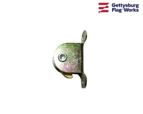 Side view of Heavy Duty Cam Cleat Assembly For Internal Halyard Flagpole - Replacement Cam Style Locking Cleat With Galvanized Housing, Silver Gold Finish, 2 Inch Bolt Centers, Fits Up To 5/16 Inch Rope, Hardware Not Included.