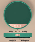 Smart Electric Coffee Mug Warmer Triple Temperature Settings Digital Display top view showing 45C 55C 65C controls on green base.