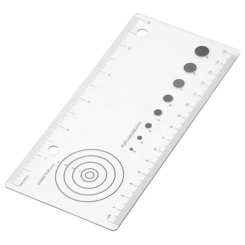 Pro Grade Wound Measurement Ruler With Pupil Gauge Reference For Medical Use, Dual Metric Inches And Centimeters, Durable Paper Ruler For Clinics, Hospitals, Vet Offices, Labs, And Field Notes, white ruler with cm/in scales