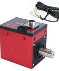Plug And Play Rotary Torque Sensor And Transducer With 10Nm Range, LCD Display, And RS485 0 to 10V Output For Easy Motor Speed Measurement, Torque Tester For PLC DCS And Automation, Includes 7 Pin Waterproof Connector And 3m Cable on red metal housing with shaft