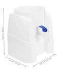Portable Ice-Cold Water Dispenser For Countertop Bottled Water, Durable PP Construction, Built-In Tap, side view with dimensions