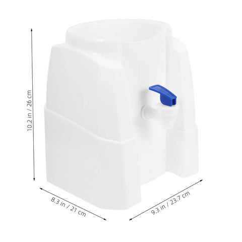 Portable Ice-Cold Water Dispenser For Countertop Bottled Water, Durable PP Construction, Built-In Tap, side view with dimensions