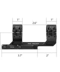Rigid Precision 20 MOA 34mm Scope Mount For AR15 And Precision Shooting, black aircraft aluminum with measurements shown