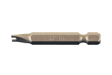 Close-up of Premium S2 Steel Spanner Screwdriver Insert Bit, 2 inches long, 1/4 hex shank, designed for stubborn fasteners.