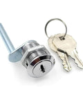 Chrome drawer cabinet lock with keys, 30mm diameter, suitable for office furniture, desks, and school lockers.