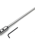 Heavy Duty Ten Inch Hex Shank Forstner Drill Bit Extension with hex wrench, 10-inch steel body for deep wood drilling.