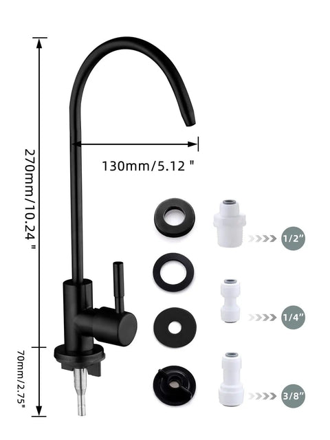 Superior Matte Black Water Filter Faucet Offers Easy Peasy Reverse Osmosis Setup For Kitchen Sink Straight Up crafted from solid lead free stainless steel with dimensions
