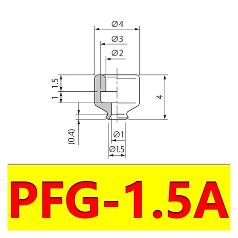 PFG-1.5A diagram of dimensions for 10 Pack Heavy Duty Silicone Vacuum Suction Cups For Pfg Pneumatic Manipulator Nozzle