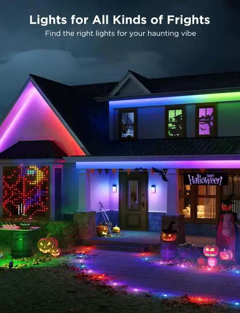 Next Level Outdoor Wall Lights Two Pack Smart RGBIC Porch Fixtures Hella Bright Waterproof Patio Bulbs App Controlled Halloween lighting
