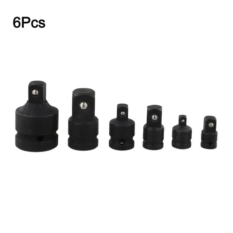 6-Piece Socket Adapter Set For Pneumatic Drives And Ratchet Extensions, metal adapters in varying sizes on white background