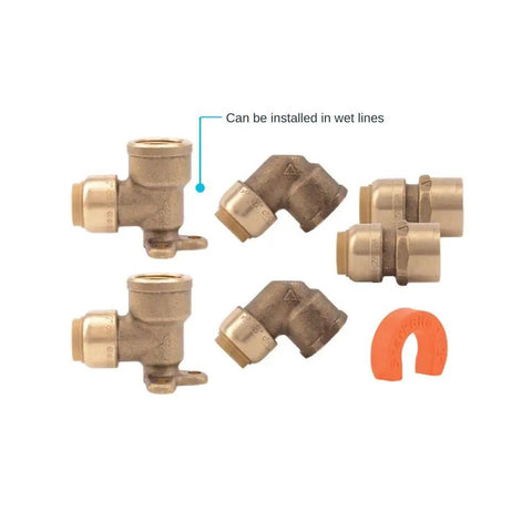 Shower And Tub Connection Kit With Push To Connect Brass Fittings For PEX Copper CPVC PERT HDPE Piping In Tight Spaces DIY Friendly