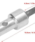 Beefy Carbon Steel Keyless Chuck Adapter For Easy Drill To Earth Auger Connection showing dimensions and hex shank detail
