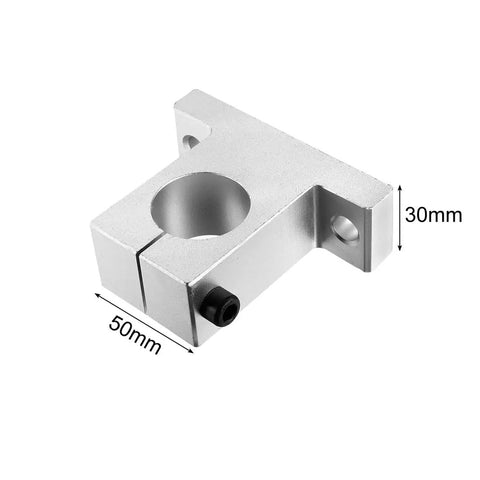 35mm Aluminum Linear Motion Rail Clamp And Rail Guide Support for 35mm diameter shaft, front view, with dimensions