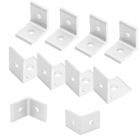 10Pcs 3030 Inside Corner Bracket Gusset For Aluminum Extrusion Silver 2 Hole L Bracket Connector With 6mm Slot 90 Degree Joint For 3030 Series Profiles Durable Aluminum Great For DIY Shelving And Framing